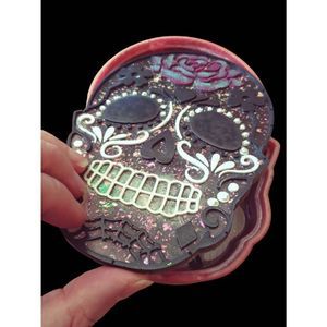 Resin art Sugar Skull coin‎ or trinket box angel inlay
